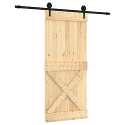 vidaXL Porte coulissante et kit de quincaillerie 90x210 cm pin massif