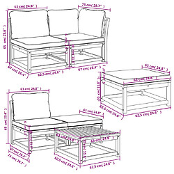 vidaXL Salon de jardin 6 pcs avec coussins bois d'acacia solide pas cher