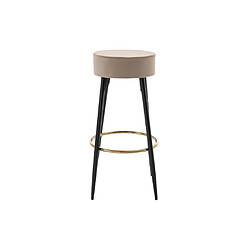 Avis Vente-Unique Lot de 2 tabourets de bar en velours et acier noir - Beige et Doré - BELINIO II