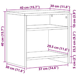 vidaXL Table de chevet chêne artisanal 40x30x40 cm bois d'ingénierie pas cher