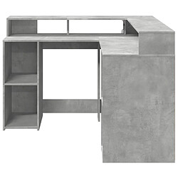 Avis Helloshop26 Bureau table poste de travail meuble d'ordinateur informatique étude et lumières LED 130 x 130 x 91cm bois ingénierie gris 02_0023798