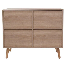 Mendler Commode HWC-M39, Armoire Sideboard Highboard, Compartiment de rangement, Kubu rotin bois mélaminé, 67x80x38cm aspect chêne pas cher