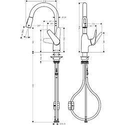 Hansgrohe - Mitigeur de cuisine 180 Focus M42 avec douchette extractible 2 jets finition chromé