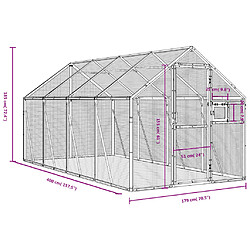 vidaXL Volière argenté 1,79x4x1,85 m aluminium pas cher