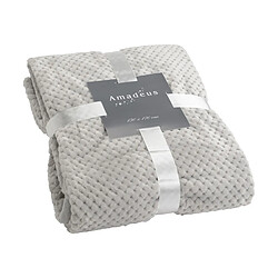 Amadeus Plaid damier 130 x 170 cm gris clair.