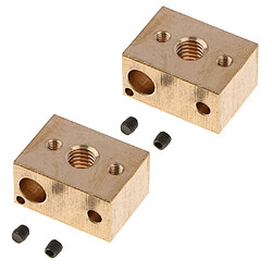 2pcs Bloc de Chauffage Buses Extrudeuse Pièces Haute Température en Cuivre pour Imprimante 3D