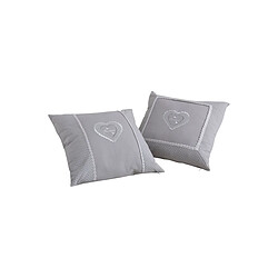 Aubry Gaspard Coussins carrés gris avec coeur (Lot de 2).