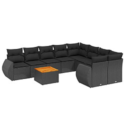 Maison Chic Ensemble Tables et chaises d'extérieur 9 pcs avec coussins,Salon de jardin noir résine tressée -GKD441022