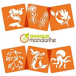 Ac-Deco Set de 6 pochoirs enfants - Sirènes et créatures marines - 15,2 x 2 x 17,5 cm - Multicolore