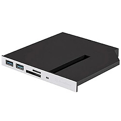 SilverStone SST-FPS01-C - Baie optique mince chargement par plateau 12.7mm avec 1x USB3.0, 1x USB 3.0 type C, lecteur de cartes, Emplacement SSD type M.2 SATA