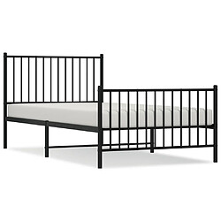 vidaXL Cadre de lit métal sans matelas et pied de lit noir 100x200 cm