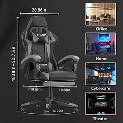 Acheter RATTANTREE Chaise de Gaming avec Repose-Pied, siège gaming, fauteuil gaming, Dossier Inclinable à 155, chaise bureau gaming avec appuie-tête, Noir Gris