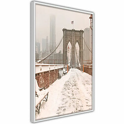 Paris Prix Affiche Murale Encadrée Winter in New York 30 x 45 cm Blanc