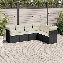 Maison Chic Ensemble Tables et chaises d'extérieur 6pcs avec coussins,Salon de jardin noir résine tressée -GKD623463