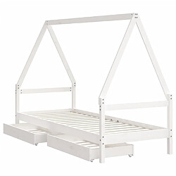 Acheter Maison Chic Lit d'Enfant Chambre - Cadre de lit pour enfant tiroirs blanc 90x200 cm bois de pin massif -MN52439