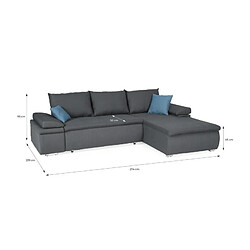 Acheter CELINA Canapé d'angle réversible convertible 3 places + Coffre de rangement - Tissu gris - L 274 x P 184 cm