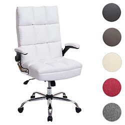 Mendler Chaise de bureau HWC-J21, fauteuil de direction réglable en hauteur ~ similicuir blanc