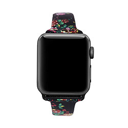 Wewoo Courroie d'impression en silicone pour Apple Watch séries 5 et 4 40 mm Motif fleurs noires