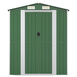 Helloshop26 Abri de jardin cabane cabanon maison de stockage remise extérieur hangar outils robuste 192 x 108 x 223 cm acier galvanisé vert 02_0022359