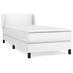 vidaXL Sommier à lattes de lit avec matelas Blanc 100x200cm Similicuir