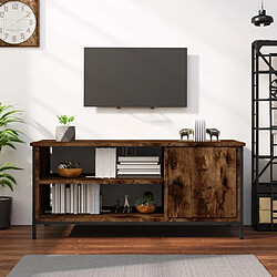 Maison Chic Meuble TV scandinave - Banc TV pour salon chêne fumé 100x40x45 cm bois d'ingénierie -MN13260