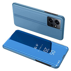 Htdmobiles Housse pour Xiaomi Redmi Note 12 4G - etui portefeuille miroir clear view + verre trempe - BLEU