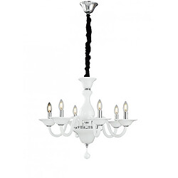 Fan Europe Chandelier sans abats jours Soffio 6 ampoules Verre blanc