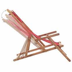 Maison Chic Chaise pliable de plage pour relaxTissu et cadre en bois Rouge -GKD19627 pas cher