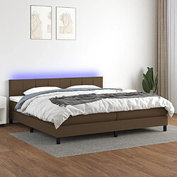 Maison Chic Lit adulte- Lit + matelas + LED,Sommier à lattes de lit matelas et LED Marron foncé 200x200 cm -GKD70018