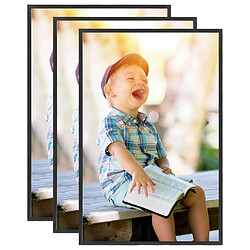 vidaXL Collage de cadres photo 3 pcs de table Noir 21x29,7 cm MDF