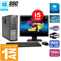 PC DELL 990 SFF Core I5-2400 Ram 16Go Disque 960Go SSD Graveur Wifi W7 Ecran 27" - Occasion