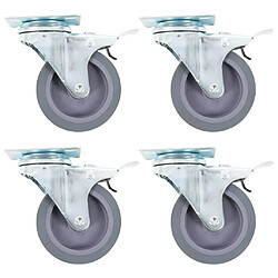 vidaXL Roulettes pivotantes avec double frein 4 pcs 75 mm