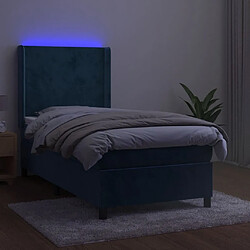 Avis Maison Chic Lit adulte- Lit + matelas + LED,Sommier à lattes de lit matelas LED Bleu foncé 90x200cm Velours -GKD54037