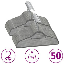 vidaXL Cintres antidérapants 50 pcs Gris Velours