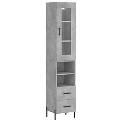 vidaXL Buffet haut Gris béton 34,5x34x180 cm Bois d'ingénierie