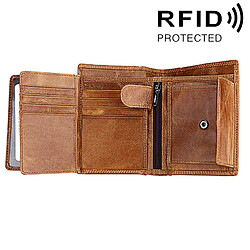 Portefeuille Cuir Véritable 3-Volets RFID Blocage Cartes Protection Grande Capacité Marron YONIS