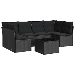 Maison Chic Salon de jardin 7 pcs avec coussins | Ensemble de Table et chaises | Mobilier d'Extérieur noir résine tressée -GKD19288