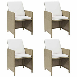 Maison Chic Lot de 4 Chaises à manger de jardin avec coussins | chaises Relax d'extérieur beige poly rotin -GKD45096