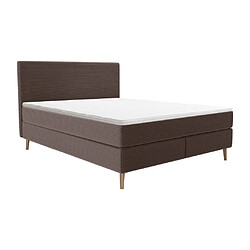 Vente-Unique Ensemble complet boxspring tête de lit + sommier + matelas + surmatelas - 160 x 200 cm - Velours côtelé - Marron - NARA de YSMÉE