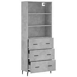 Avis vidaXL Buffet haut Gris béton 69,5x34x180 cm Bois d'ingénierie