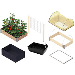 UPYARD Kit carré potager avec accessoires Gardenbox 120 x 80 cm marron.