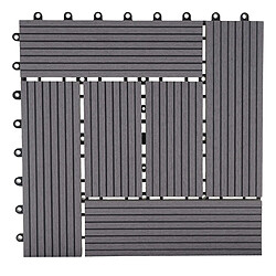 Decoshop26 Carrelage de sol WPC balcon terrasse aspect bois 11 pièces 30x30cm 1m² décalage en teck gris 04_0005439