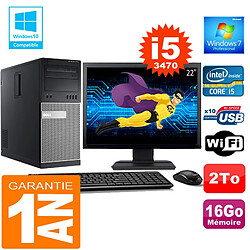 PC Tour DELL 7010 Core I5-3470 Ram 16Go Disque 2 To Wifi W7 Ecran 22" - Occasion