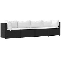 Maison Chic Salon de jardin 4 pcs + coussins - Mobilier/Meubles de jardin - Table et chaises d'extérieur Noir Résine tressée -MN92701