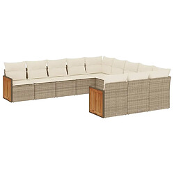 Maison Chic Salon de jardin 11 pcs avec coussins | Ensemble de Table et chaises | Mobilier d'Extérieur beige résine tressée -GKD91747