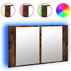 vidaXL Armoire à miroir à LED de bain chêne fumé 80x12x45 cm acrylique