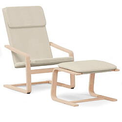 vidaXL Chaise de relaxation avec repose-pied Crème Tissu