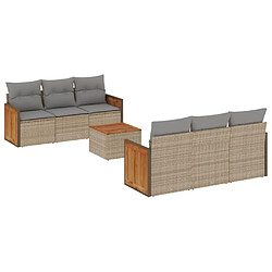 Maison Chic Salon de jardin avec coussins 7 pcs | Ensemble de Table et chaises | Mobilier d'Extérieur beige résine tressée -GKD72409