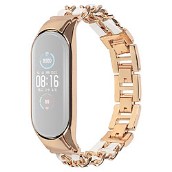 Bracelet en métal or rose/blanc pour votre Xiaomi Mi Band 3/4