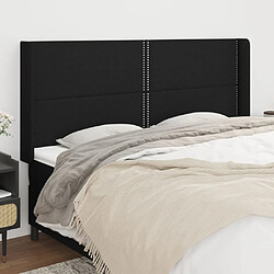 vidaXL Tête de lit avec oreilles Noir 183x16x118/128 cm Tissu